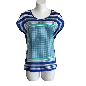 The Limited Women's M Geometric Print Short Sleeve Blouse Multicolor